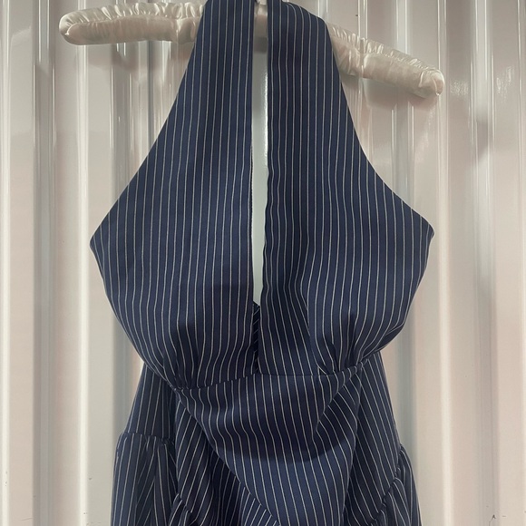 Jayla Pinstripe Halter Maxi Dress - Navy/combo  Size L - Picture 6 of 7